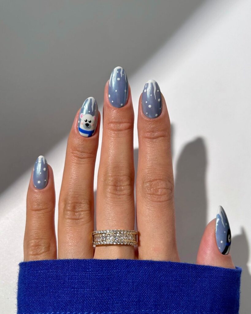 Winter Wonderland: Blue & White Snowflake Nail Art