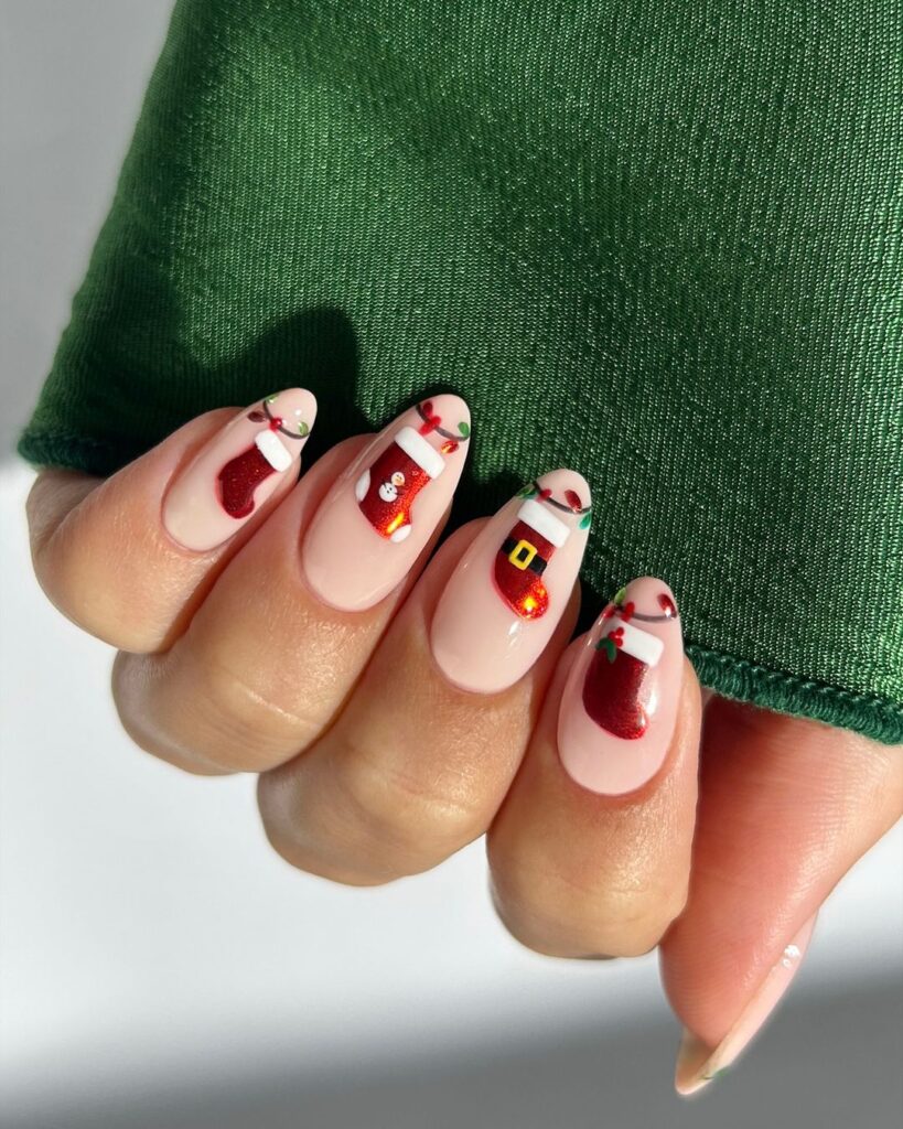 Christmas Stocking Nail Design: Festive and Fun Holiday Nails