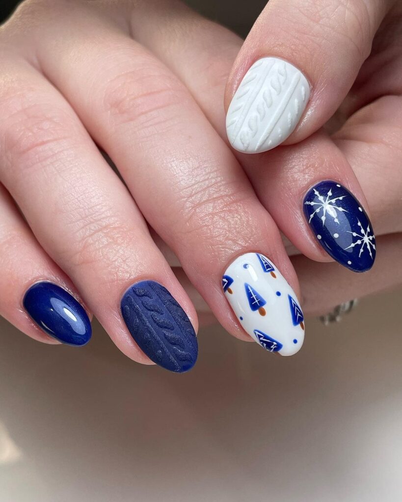 Blue Snowflakes: Winter Wonderland Nail Art