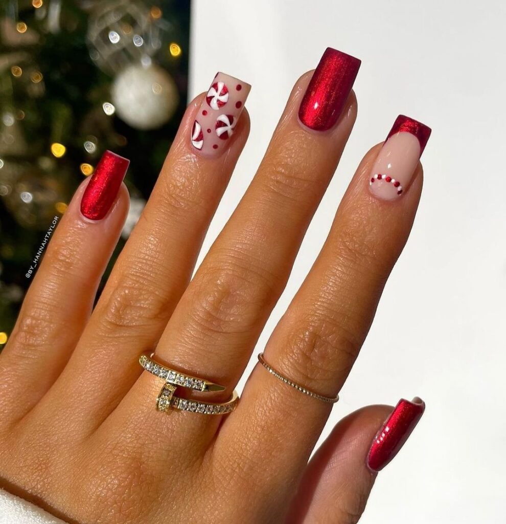 Sparkling Candy Pop Christmas Nail Design